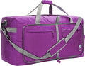 Bago Large Foldable Duffel Bags for Traveling Women & Men - 100L Packable Duffle Bag for Travel with Shoe Compartment - Water Repellant, Heavy Duty, Lightweight Folding & Collapsible (Purple)