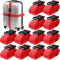 Eccliy 12 Pack Luggage Straps Suitcase Belts Wide Adjustable Packing Straps Travel Belts Accessories for Business Packing(Red)