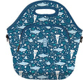 Sok It LunchTote Zippered Bag Insulated Neoprene Caddy (Happy Sharks, X-Large 6.5 Quart Lunch Tote)