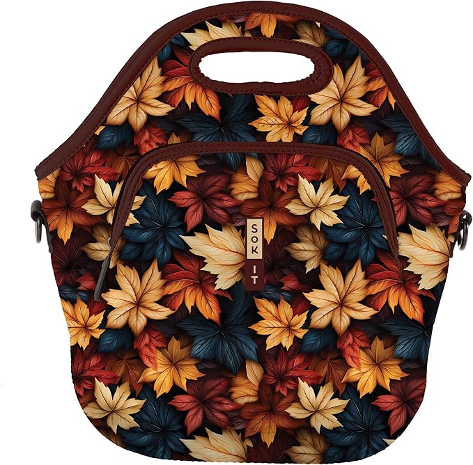 Sok It LunchTote Zippered Bag Insulated Neoprene Caddy (Fall Blend, X-Large 6.5 Quart Lunch Tote)