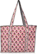 Cotton Quilted Tote Bag for Women – Large Beach & Travel Tote with Zipper, Reusable Grocery Bag