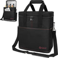 opux 6 Bottle Carrier Tote | Insulated Padded Wine Cooler Bag for Travel. Picnic, BYOB | Portable Leakproof Wine Tote Bag for Dinner, Party, Christmas, Wine Gift for Women, Men (Black)