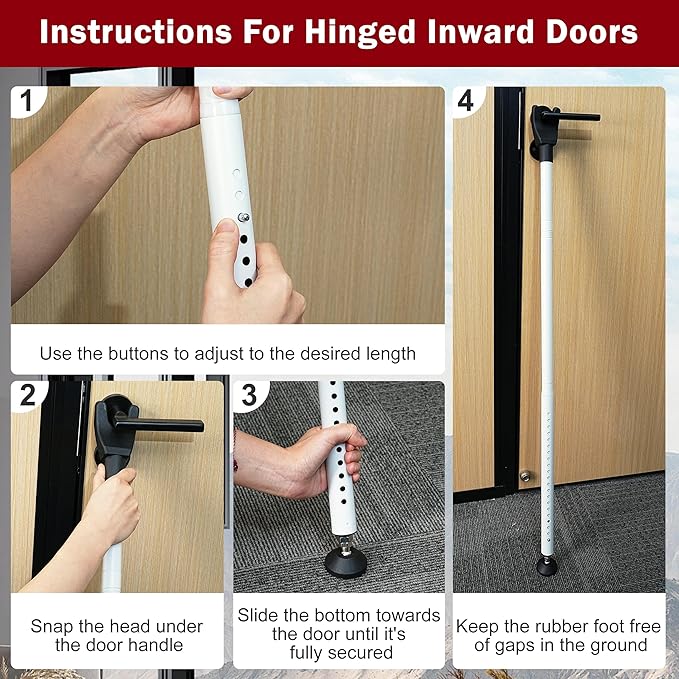 Sliding Door Security Bar, 3 Pack Adjustable Heavy Duty Sliding Door Lock Bar with Removable Y-Head, Non-Slip Base, Length Adjustment Pin for Home, Apartment, Travel (400 Lbs Capacity)
