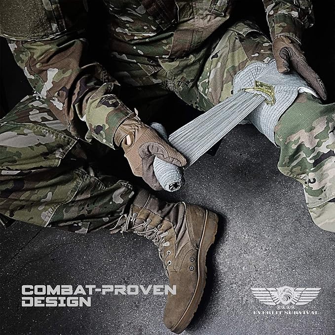 EVERLIT Emergency Trauma Kit, CAT GEN-7 Tourniquet 36" Splint, Military Combat Tactical IFAK for Critical Wounds First Aid, Gun Shots, Severe Bleeding Control (Camouflage)