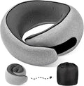 Travel Neck Pillows, 100% Memory Foam Filling, Travel Pillows for Airplanes, Compact and Ergonomic Design, Best for Sleeping Plane Train Travel Essentials (Light Grey)