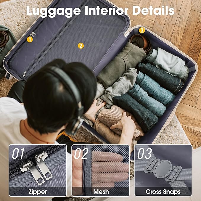 Merax Luggage sets of 2 Piece 20 28 IN Carry on Luggage Hard Case White Pink Luggage Expandable Checked Luggage Suitcase Set with Wheels