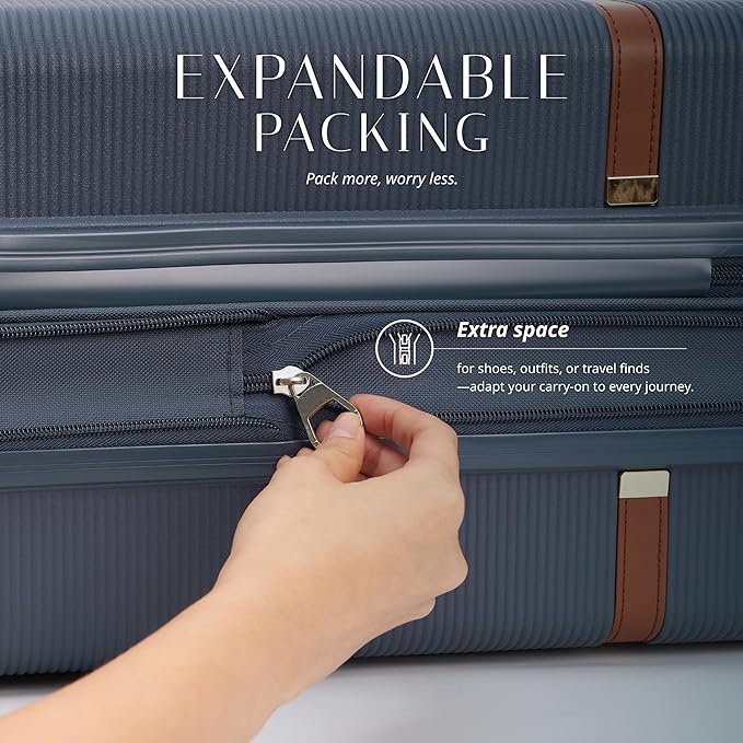 Verage Florence Hardside Carry-On Luggage with Spinner Wheels, Lightweight Expandable Suitcase with TSA Lock, Artist-Inspired Stylish Travel Luggage for Women, 20-Inch, Midnight Blue