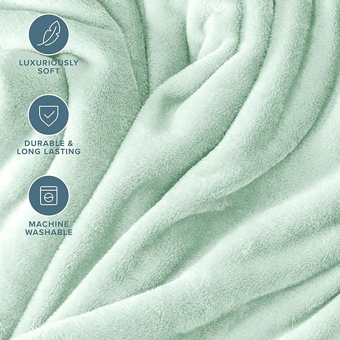 Bare Home Fleece Blanket - Twin/Twin Extra Long - Ultra-Soft Lightweight for Bed, Sofa, and Couch - Luxury Microplush - Cozy Warm Blanket (Twin/Twin XL, Spring Mint)