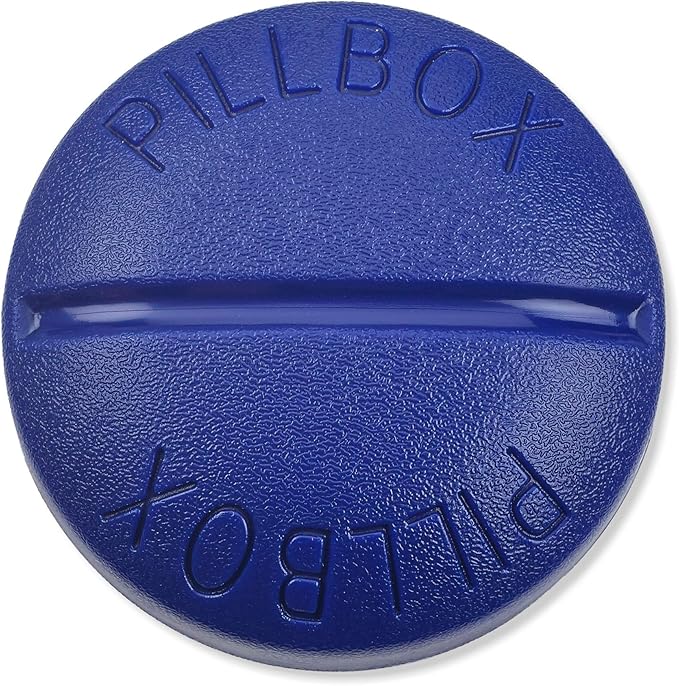 Pill Box Round for Travel - Mini Compact Portable 4 Compartment Pills Case Organizer, Vitamin and Medication Dispenser Holder for Up to 4 Times A Day, BPA Free Pill Reminder by MEDca