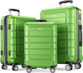 SHOWKOO Luggage Sets Expandable PC+ABS Durable Suitcase Sets Double Wheels TSA Lock Green 3pcs