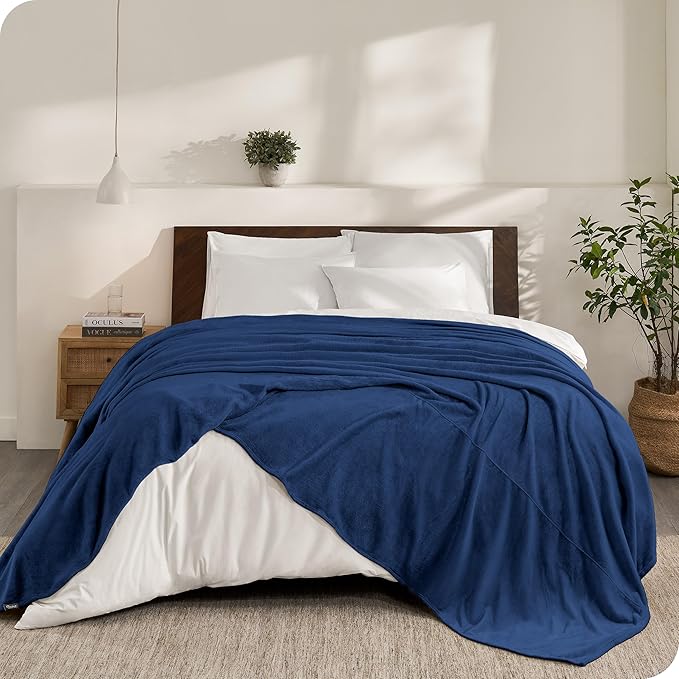 Bare Home Fleece Blanket - Giant Size - Ultra-Soft Lightweight for Bed, Sofa, and Couch - Luxury Microplush - Cozy Warm Blanket (Giant, Dark Blue)
