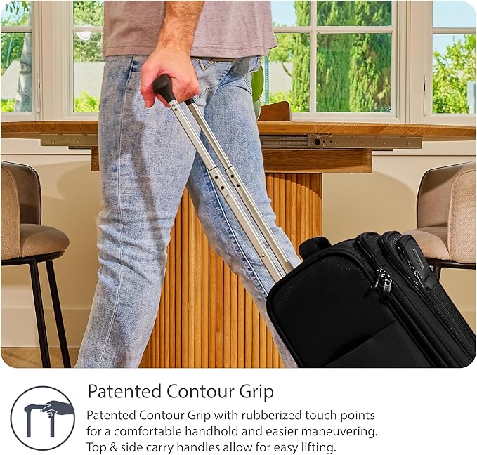 Travelpro Tourlite Softside 25" Expandable Luggage with 4 Spinner Wheels, Lightweight Suitcase, Checked Medium, Black