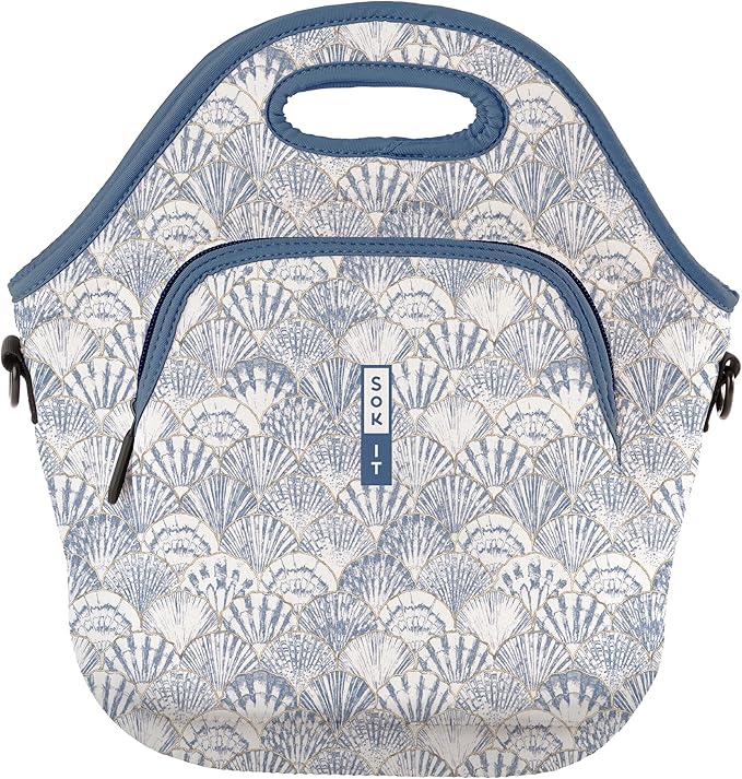 Sok It LunchTote Zippered Bag Insulated Neoprene Caddy (Shore Thing, X-Large 6.5 Quart Lunch Tote)