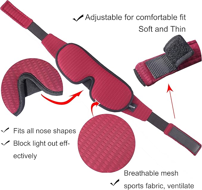 Sleep Mask for Men and Women 3D Contoured Eye Mask Patented Adjustable Light Blocking Night Mask for Sleeping (Red)