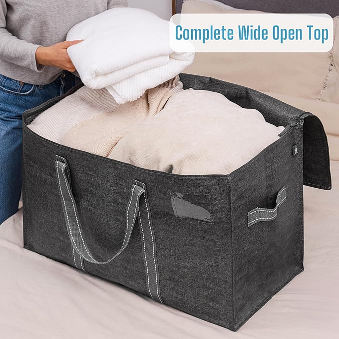 VENO 2 Pack Moving Bags, Heavy Duty, Moving Boxes Alternative, Packing Storage Supplies for Dorm Room Essentials with Zipper for Clothes, Extra Large Totes for Packaging (Dark Gray, 2 Pack)