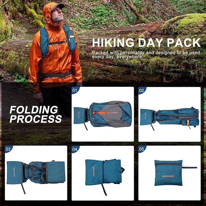 20L Small Hiking Backpack for Men Women Foldable Packable Back Pack Ultralight Hiking Daypack for Travel Camping Outdoor, Turquoise