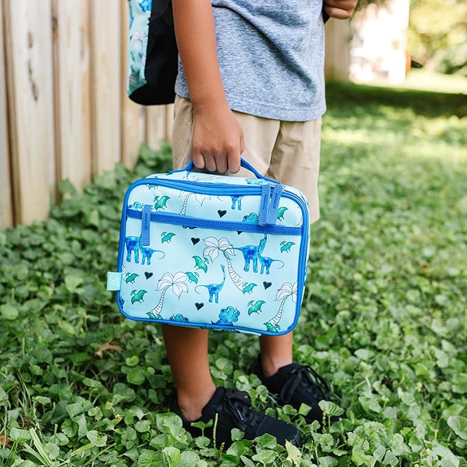 Wildkin JumpOff Jo Insulated Lunch Box – Durable, Reusable for Kids – Blue Dino