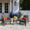 HOOOWOOO Patio Furniture Set,3 Pieces Outdoor Conversation Set,All Weather Wicker Bistro Set Yard Porch High Back Chairs Side Table,Black