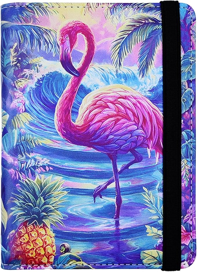 Passport Holder for Women and Men PU Leather Passport Cover for Travel (Flamingo)