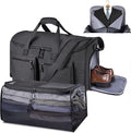 Convertible Garment Duffel Bag with Mesh Storage Bag, Water-Resistance Carry On Garment Bag with Suit Compartment, 2 in 1 Hanging Suit Travel Bag (Black)