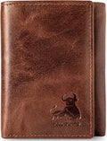 BULL GUARD Best Leather Men's RFID Trifold Wallet With ID Great Outdoor Wallet