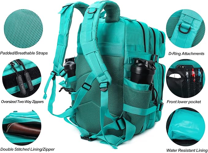 LHI Military Tactical Backpack for Men and Women 45L Army 3 Days Assault Pack Bag Large Rucksack with Molle System-Mint Green