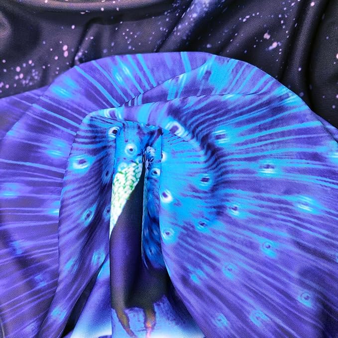 7-Mi Suitcase Cover 3D Print Design Travel Luggage Protector Trolley Case Cover 22"-24" Sleeve, BluePeacock