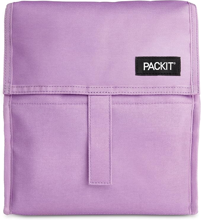 Packit® Freezable Lunch Bag, Lavender, Built with ECOFREEZE® Technology, Foldable, Reusable, Zip and Velcro Closure with Buckle Handle, Designed for Work Lunches and Fresh Lunch On the Go