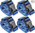 Buckle with Clips, Adjustable Nylon Straps with Buckle, Packing Strap, Blue 4 Pack (6’x1)