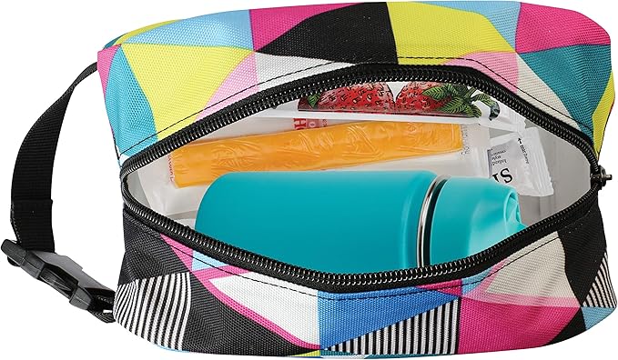 PackIt Freezable Snack Box, Triangle Stripes, Built with ECOFREEZE Technology, Collapsible, Reusable, Zip Closure with Buckle Handle, Great for All Ages and Fresh Snacks on the go