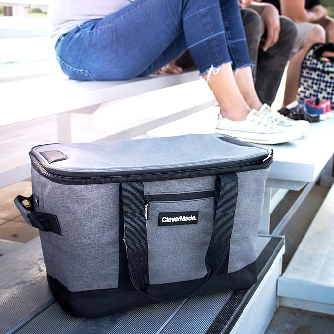 CleverMade Collapsible Insulated Cooler Bag – Leakproof Soft Folding Cooler for Beach, Travel, Car