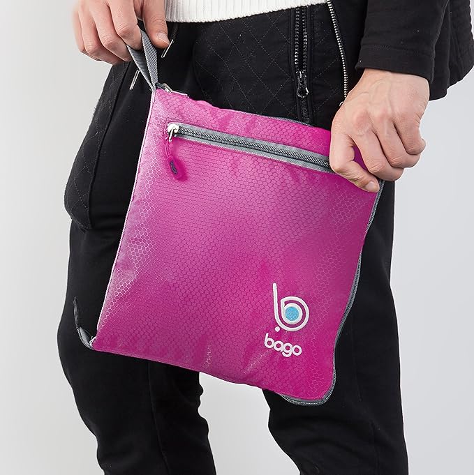 Bago Large Foldable Duffel Bags for Traveling Women & Men - 100L Packable Duffle Bag for Travel with Shoe Compartment - Water Repellant, Heavy Duty, Lightweight Folding & Collapsible (Pink)