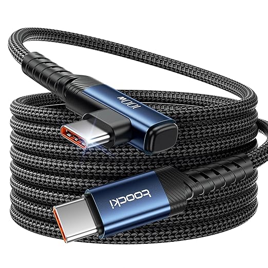 USB C Cable 10ft 100W Right Angle Fast Charging Cord, Nylon Braided USB 2.0 Cable for iPhone 17 16 15 Pro Plus Pro Max Air, iPad Pro, Samsung Galaxy S24 S23, Switch, MacBook Pro, Pixel