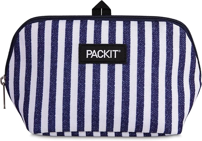 PackIt® Freezable Snack Bag, Seaside Stripe, Built with ECOFREEZE® Technology, Collapsible, Reusable, Zip Closure, Designed For Keeping Snacks Fresh On the Go