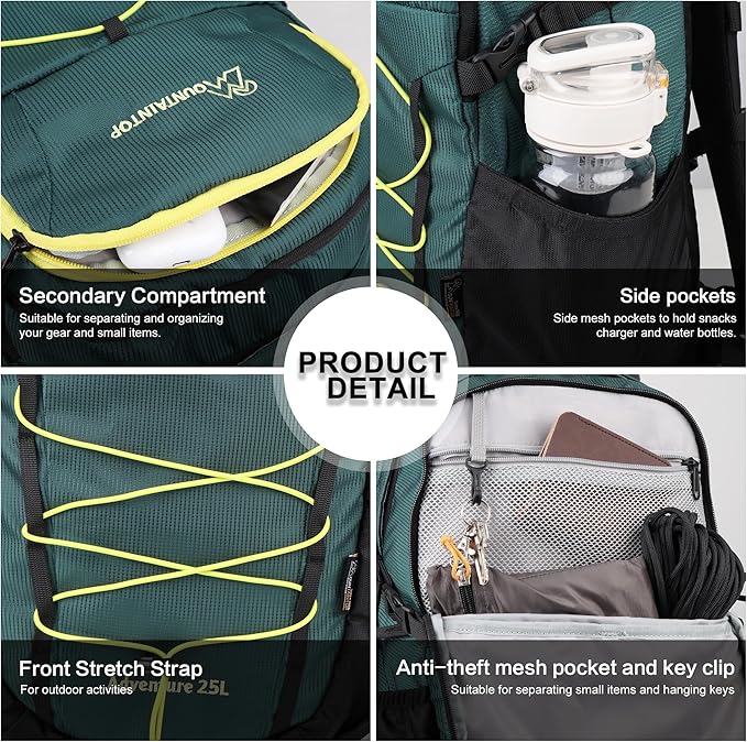 MOUNTAINTOP Hiking Backpack,25L Camping Backpack, Men Women Hiking Daypack Lightweight Travel Backpack for Camping Climbing Skiing Cycling