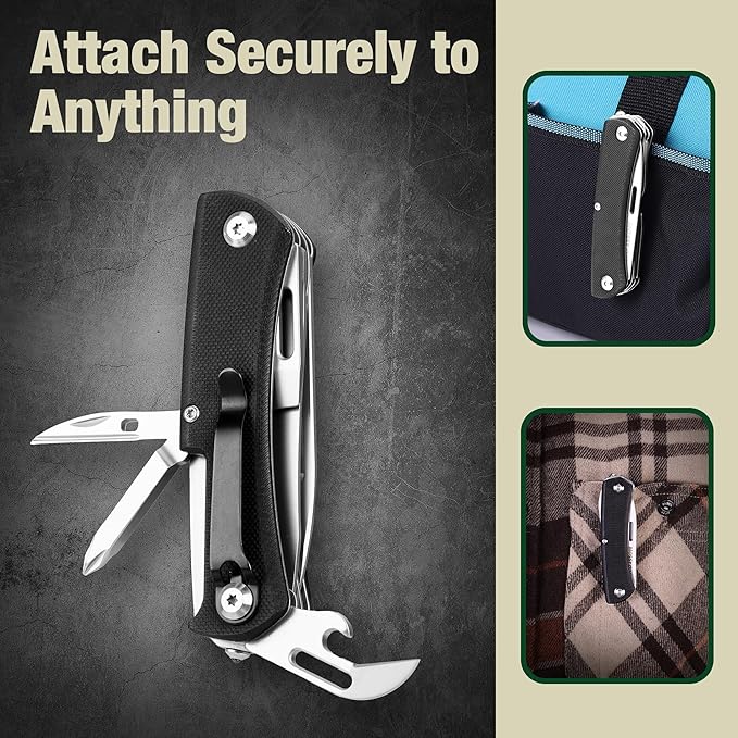 MOSSY OAK Multitool Pocket Knife, 10-in-1 Folding Pocket Knife Multitool with Stainless Steel Blade, Saw, Can Opener, Screwdrivers – EDC Tool for Camping, Hiking, Survival, Father Day Gifts