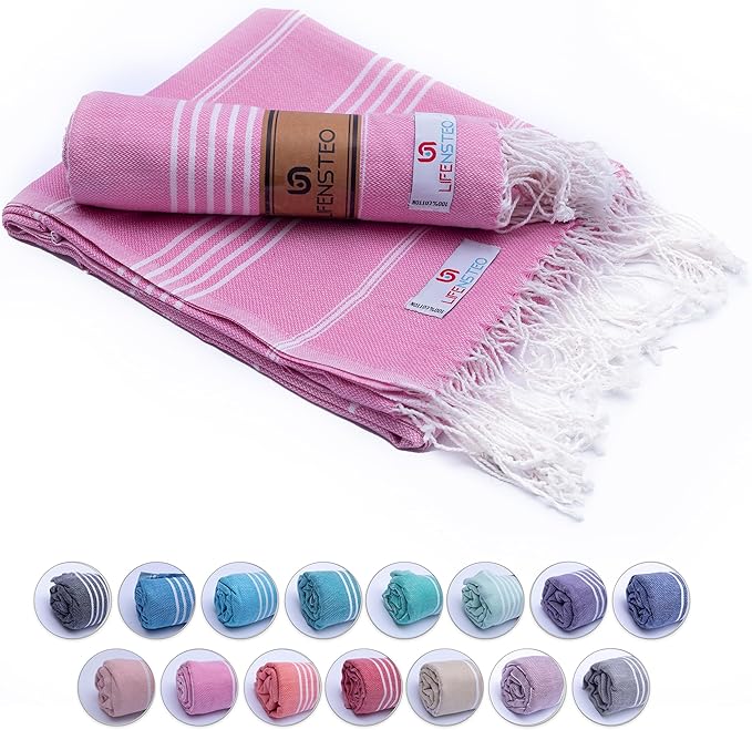 Turkish Beach Towel - 40x71 inch Oversized Sand Resistant Prewashed Turkish Towel - 100% Turkish Cotton Quick Drying, Compact, Lightweight Turkish Towel for Beach, Bath, Pool, Gym, Yoga