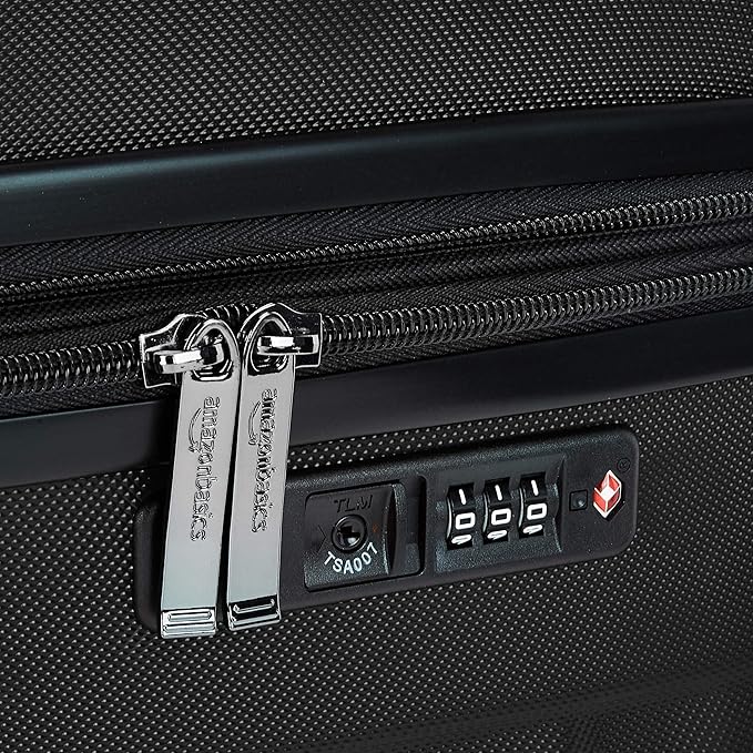 Amazon Basics 2 Piece Set (20", 28") With TSA Locks, Hardshell Suitcases With Four Multi-directional Wheels, Expandable For Up to 25% More Space, With Scratch-Resistant Surface, Black