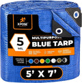Better Blue Poly Tarp - 5' X 7' - Multipurpose Protective Cover, Lightweight, Durable, Waterproof, Weather Proof - 5 Mil Thick Polyethylene - by Xpose Safety