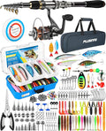 PLUSINNO Fishing Rod, Telescopic Fishing Rod and Reel Combo, Collapsible Travel Fishing Pole Rod Starter Kit, Carbon Fiber Fishing Rods and 12 +1 Bearings Stainless Steel, Fishing Gifts for Men Adults