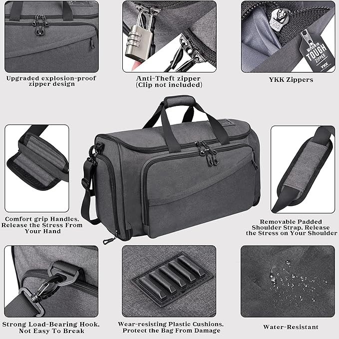 Travel Garment Duffle Bag with Laptop Compartment, RFID Blocking Convertible Suit Bag Name Tap Pocket Carry On 2 in 1 Hanging Suit Travel Duffel Work Pouch
