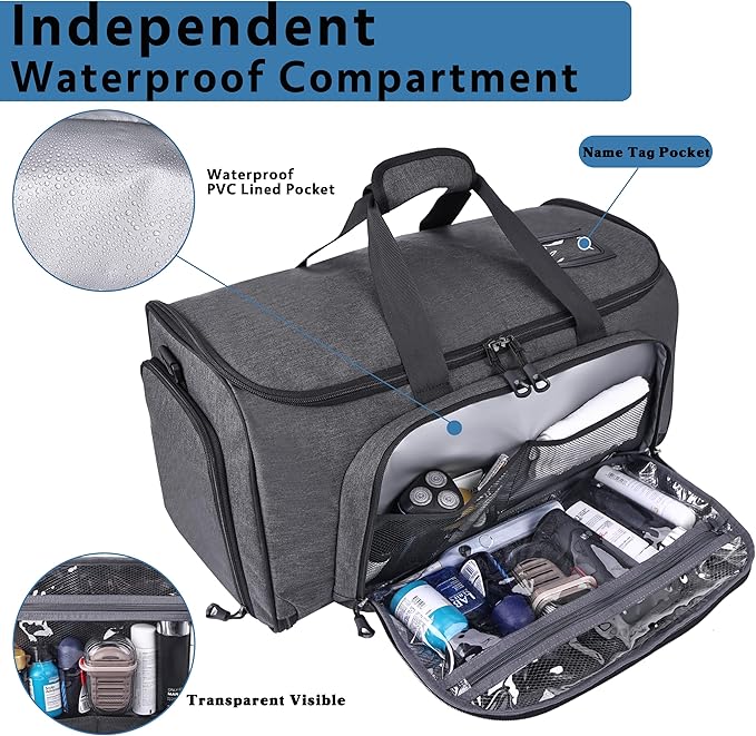 Garment Duffle Bags for Travel, YKK Zippers Carry On Convertible Suit Bag with Waterproof Compartment & Shoe Compartment & Shoulder Strap