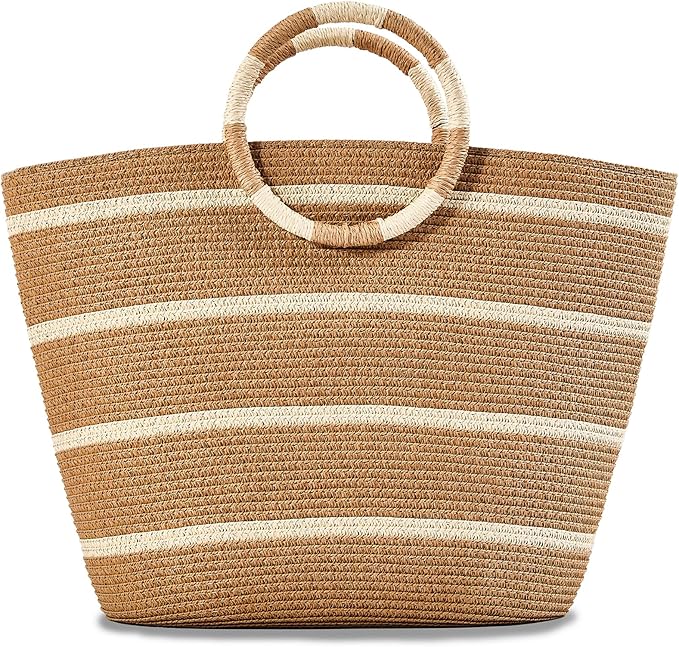 Beach Bags for Women Straw Tote Bag Summer Beach Bag Large Woven Straw Tote for Vacation Holiday