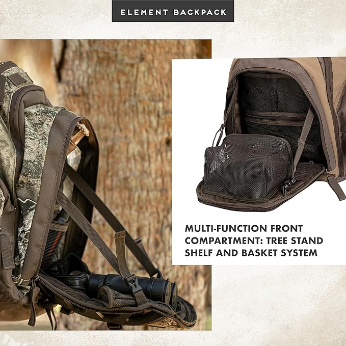 Insights Hunting by frogg toggs - The Element, Heavy Duty 1,831 Cubic Inch Hiking Fishing Camping Hunting Backpack, Solid Elements Brown