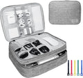 Electronics Travel Organizer,Large Double Layer Portable Waterproof Travel Organizer Bag for Charging Cable Storage,Ipad,Power Bank,Hard Drive etc,for Travel,Business,5pcs Cable Ties-Grey
