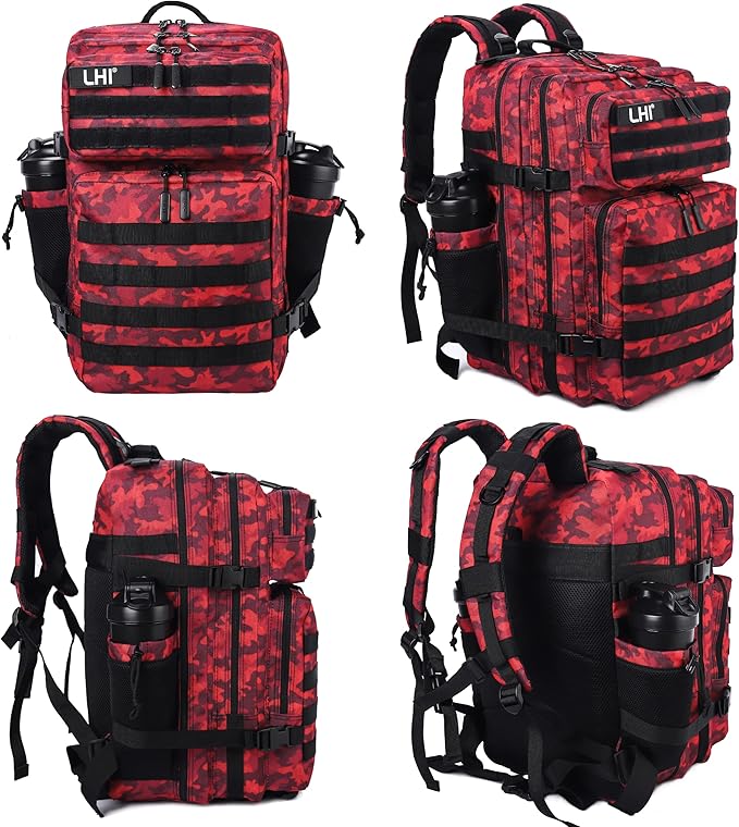 LHI Military Tactical Backpack for Men Molle Daypack 45L Army 3 Days Assault Pack Bag Large Rucksack With Bottle Holder(12*20*12)