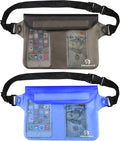 Freegrace Waterproof Pouches with Waist Strap / Pouch Case Bundle Set- Keep Your Phone & Valuables Dry and Safe - Waterproof Dry Bags for Boating Swimming Snorkeling Kayaking Beach Water Parks Pool