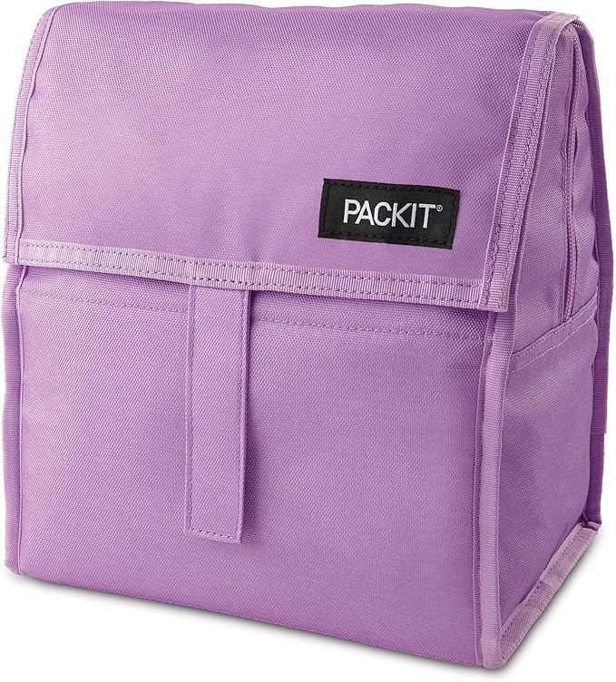 Packit® Freezable Lunch Bag, Lavender, Built with ECOFREEZE® Technology, Foldable, Reusable, Zip and Velcro Closure with Buckle Handle, Designed for Work Lunches and Fresh Lunch On the Go