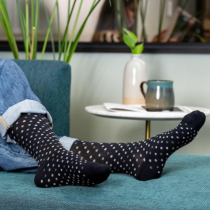 Medical Grade Compression Socks for Men & Women 15-20 mmHg by OrthoSleeve (Black Polka Dot, Medium)