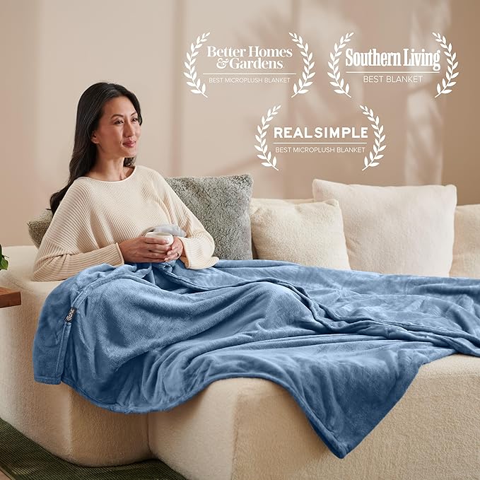Bare Home Fleece Blanket - Throw Extra Long - Ultra-Soft Lightweight for Bed, Sofa, and Couch - Luxury Microplush - Cozy Warm Blanket (Throw XL, Coronet Blue)